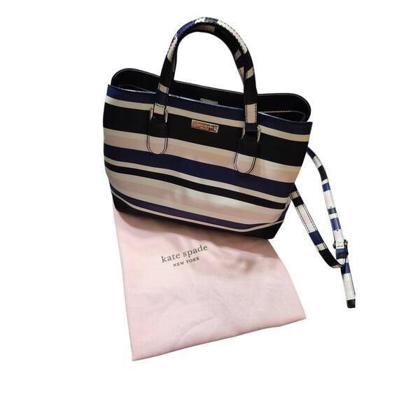 Kate Spade Evangelie Laurel Way Cruise Stripe Double Strap Shoulder Handbag - Picture 2 of 15